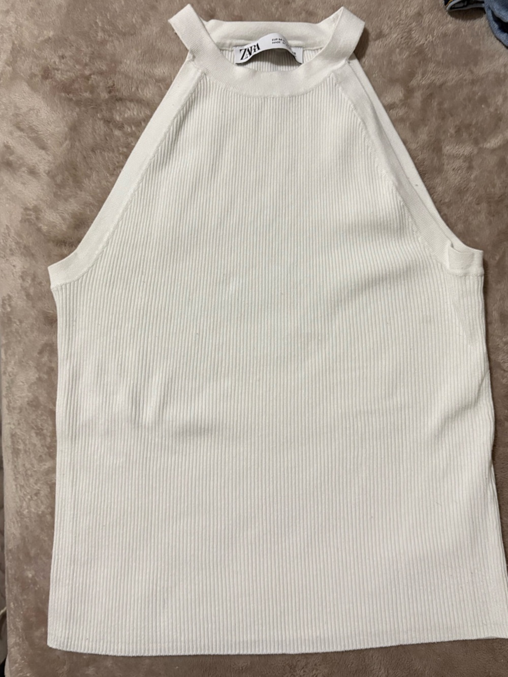 Zara White  Ribbed Halter Tank
Size: Medium